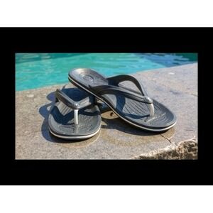 Crocs Kadee II‎ Flip Flop Womens Black White Size 9 Thong Sandal beach, casual